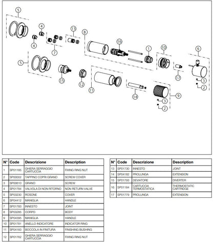 Gessi Habito Intreccio inbouw thermostaat afbouwdeel met 2-weg omsteller, Warm geborsteld brons PVD