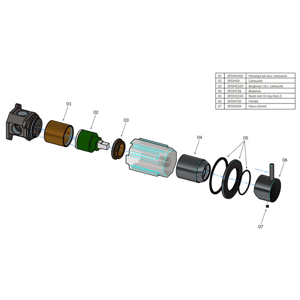 Hotbath Cobber Beam CB470 + CB031 design inbouw doucheset met 3 standen zonder omstel, geborsteld messing PVD