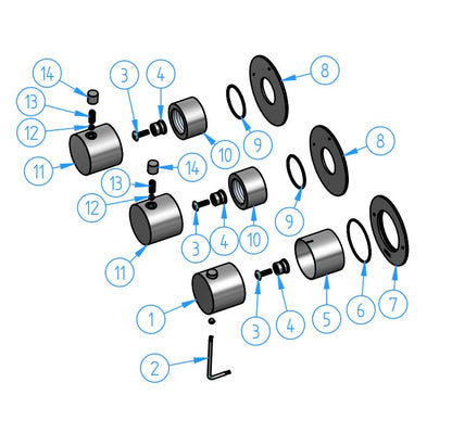 Hotbath Archie AR7067 afbouwdeel douchethermostaat met 2 stopkranen horizontaal/verticaal RVS 316