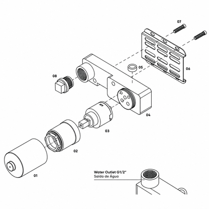 Procasa Waterevolution Flow T1.16.I – Inbouwdeel voor een tweegats inbouwmengkraan