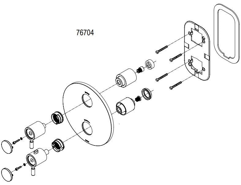 Damixa Silhouet inbouw thermostaat douchekraan inbouw + afbouwdeel met omstel, chroom (productie jaar 2022)