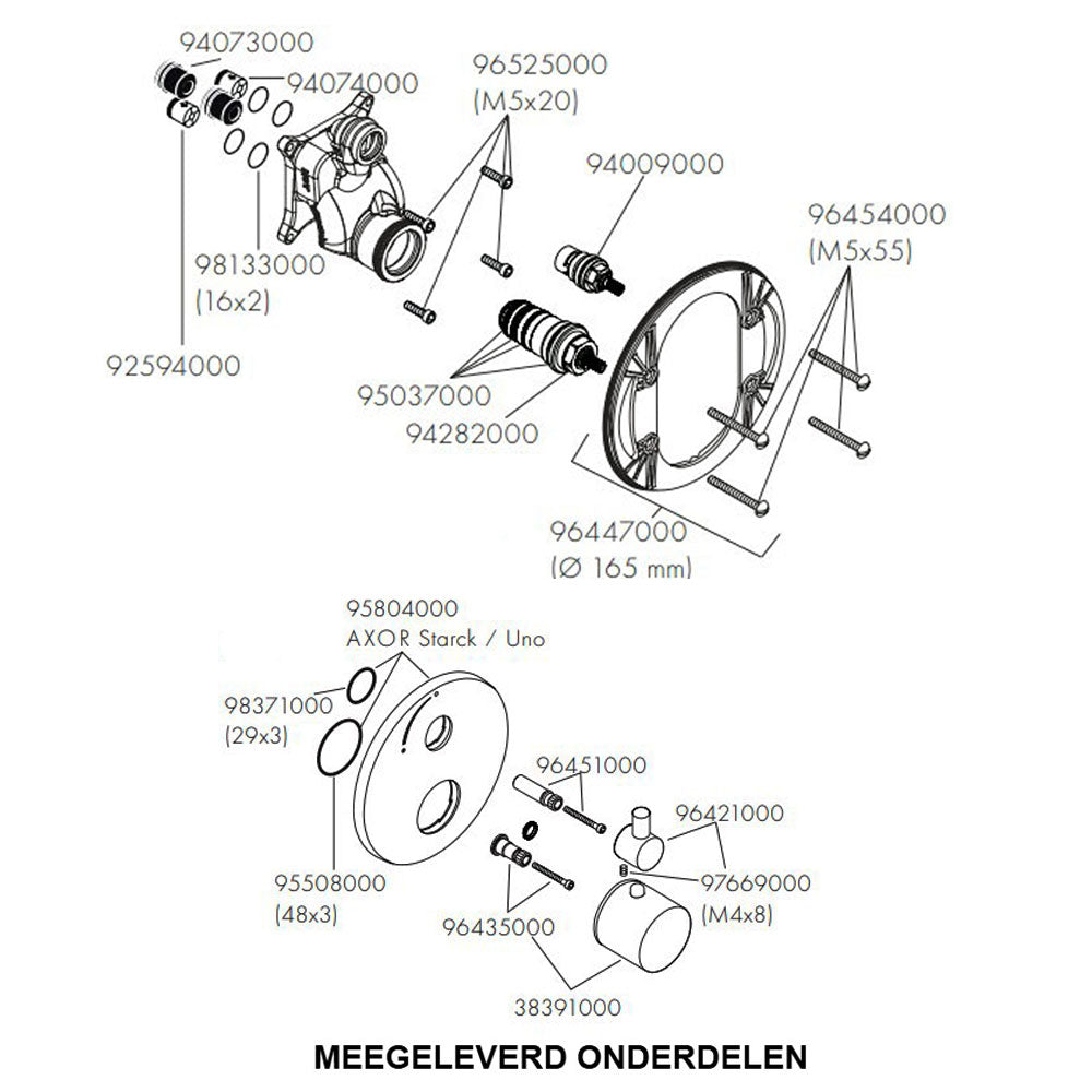 Hansgrohe AXOR UNO Inbouwthermostaat met Stopkraan – 1-functie Geborsteld Zwart Chroom