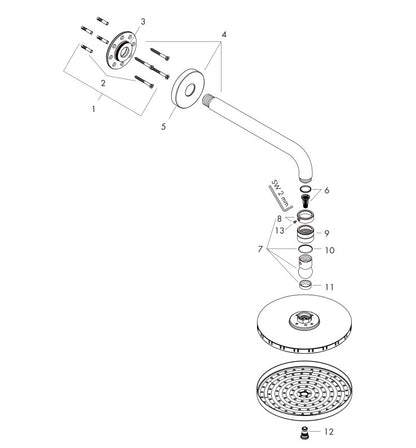 Hansgrohe Raindance Hoofddouche 240, 1 straalsoort, douchearm 39 cm, chroom