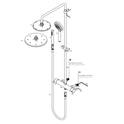 Procasa / Waterevolution Flow Douchecombinatie met Thermostaat en Regendouche 250 mm – Mat Wit
