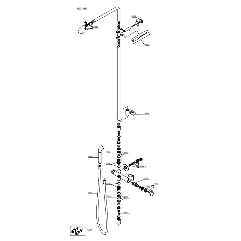 Damixa APex thermostatische design douchemengkraan met hoofddouche en handdoucheset chroom