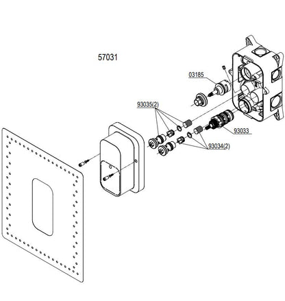 Damixa inbouwdeel 2-weg thermostaat met keerkleppen 570310000