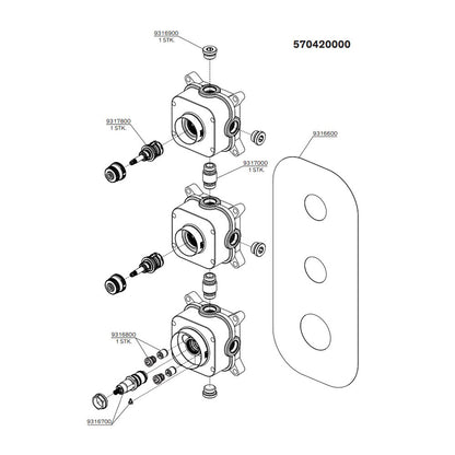Damixa Silhouet inbouw box thermostaat + 2 stopkranen