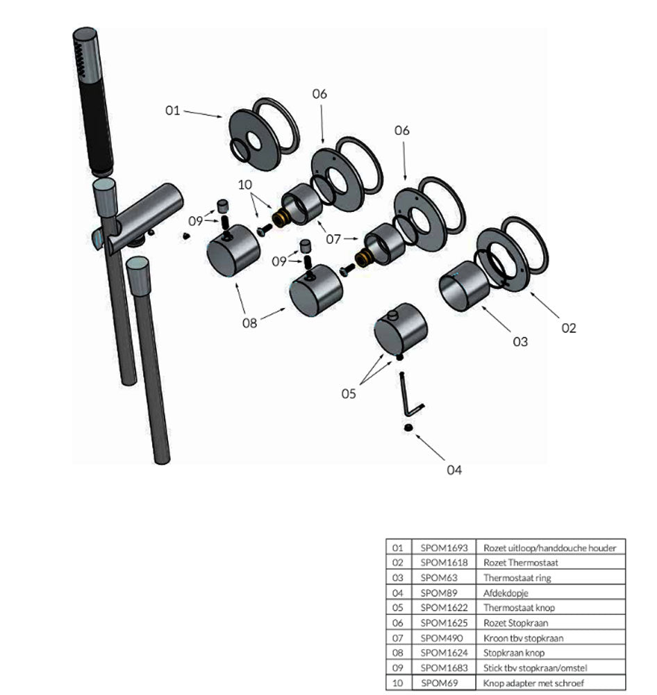 Hotbath Cobber afbouwdeel voor inbouwthermostaat met 2 stopkranen geborsteld messing PVD CB7071EXT