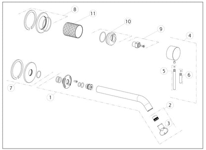Gessi Intreccio 2-gats luxe wandmengkraan afbouwset, Geborsteld Messing PVD