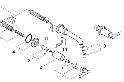 Grohe Atrio Jota 3-gats wand inbouw mengkraan S-Size afbouwdeel chroom