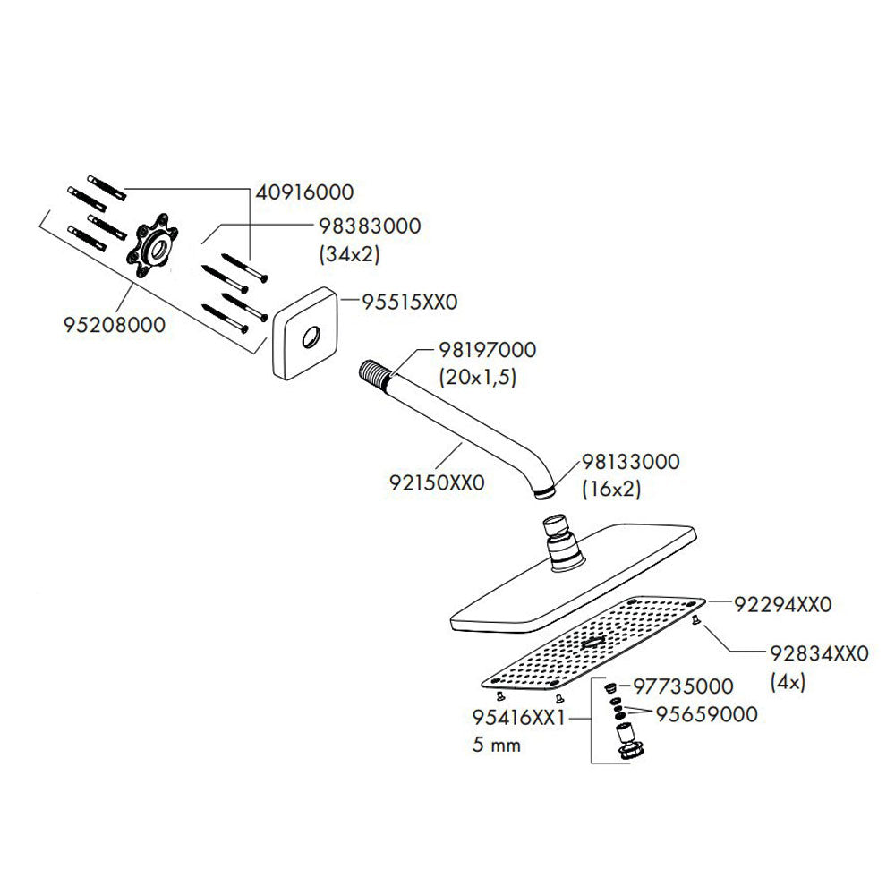 Hansgrohe Raindance Hoofddouche 240 1jet EcoSmart met douchearm, chroom