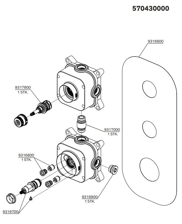 Damixa Silhouet inbouwbox thermostatische inbouwkraan 2-weg