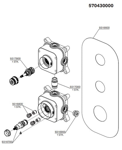 Damixa Silhouet inbouwbox thermostatische inbouwkraan 2-weg