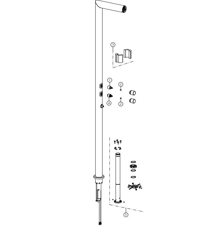 GESSI SPA Outdoor GO1 design 2-weg extern buitendouchekolom, mat zwart XL