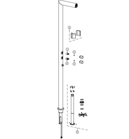 GESSI SPA Outdoor GO1 design 2-weg extern buitendouchekolom, mat zwart XL