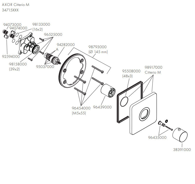 Hansgrohe Axor Citterio M afbouwdeel inbouwthermostaat afdekset Chroom
