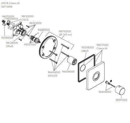 Hansgrohe Axor Citterio M afbouwdeel inbouwthermostaat afdekset Chroom