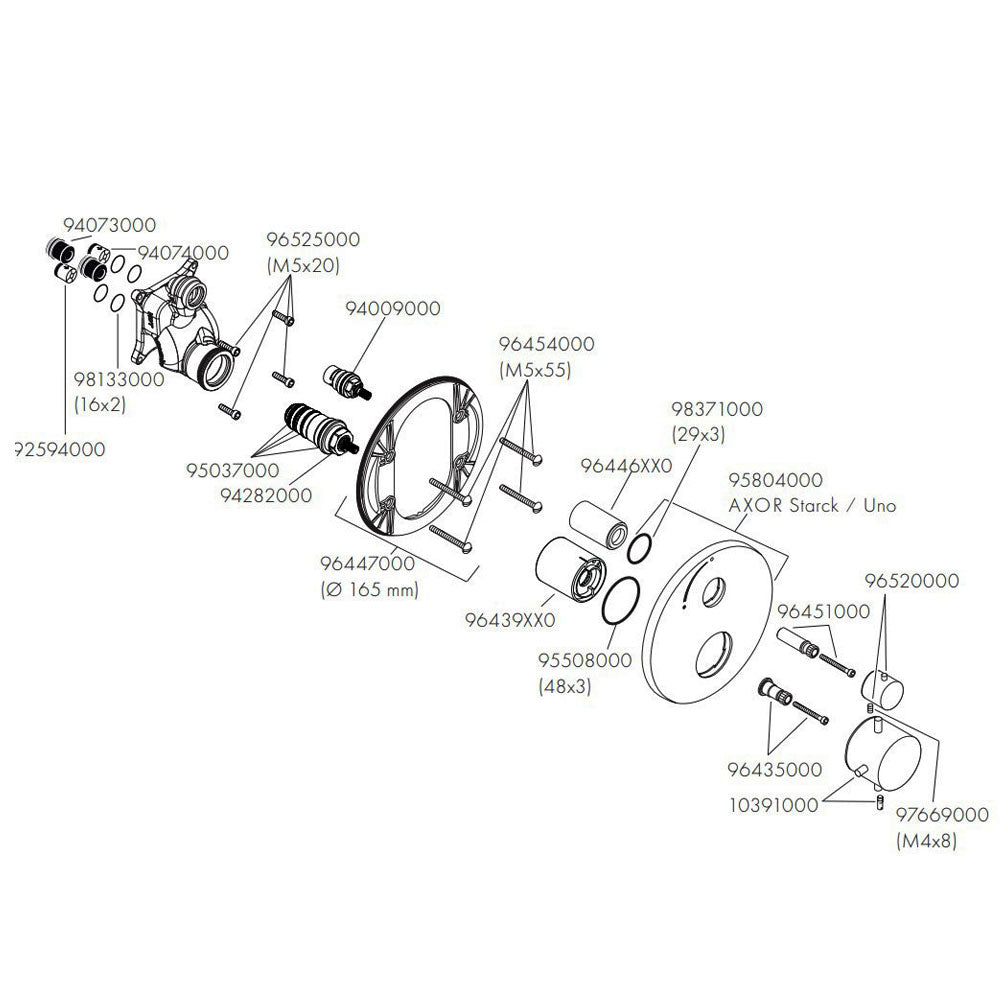 Hansgrohe AXOR Starck thermostaat afbouwdeel met stopkraan, geborsteld chroom zwart