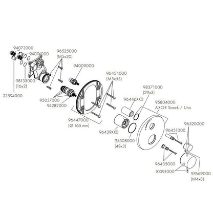 Hansgrohe AXOR Starck thermostaat afbouwdeel met stopkraan, geborsteld chroom zwart