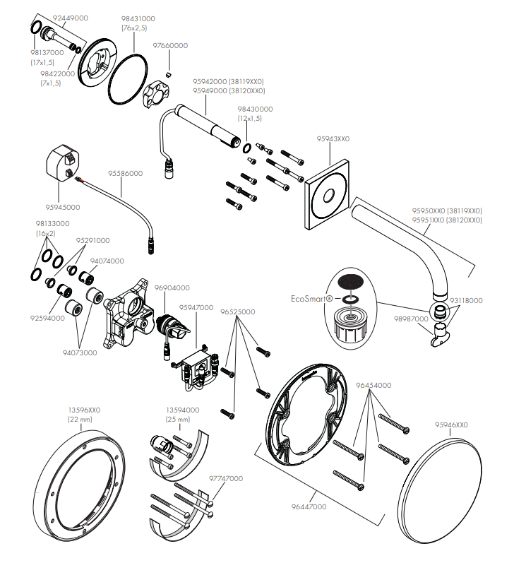 Hansgrohe Axor Uno elektronische inbouwwastafelkraan, voeding 230 V, chroom