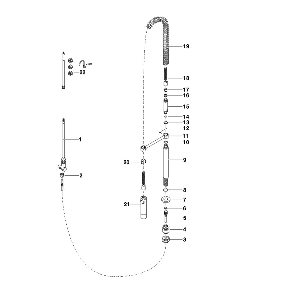 Dornbracht Tara Ultra Profi spoeldouche garnituur platina mat