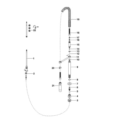 Dornbracht Tara Ultra Profi spoeldouche garnituur platina mat