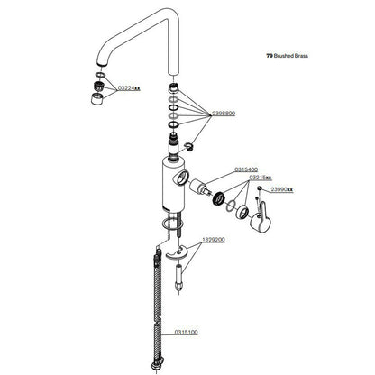 Damixa Silhouet 1-greeps keukenmengkraan geborsteld messing PVD
