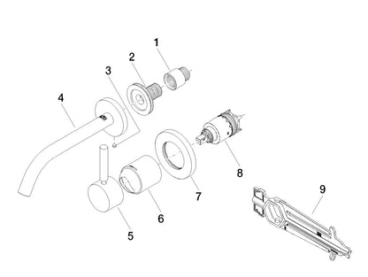 Dornbracht Meta 2-gats wand wastafelmengkraan met rozetten, Champagne 22kt