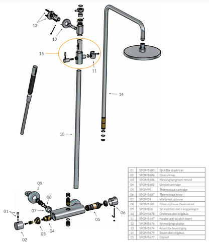 Hotbath Cobber SDS9BBP thermostatische regendoucheset met Ø 20 cm hoofddouche – Geborsteld Messing PVD