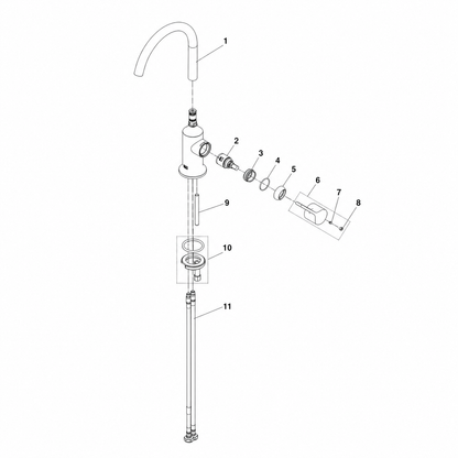 Dornbracht VAIA ééngreeps wastafelmengkraan zonder waste, 167 mm uitloop, Dark Platinum Geborsteld 33521809-99