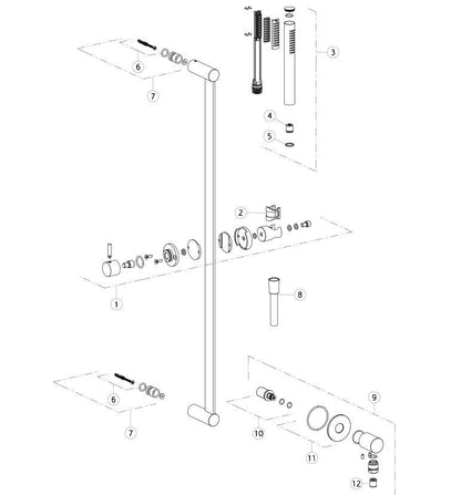 Gessi 316 Glijstang met antikalk-handdouche, 1,50 m flexibele slang en wateraansluiting gebosrsteld RVS