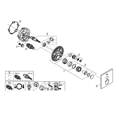 GROHE Grohtherm SmartControl thermostatische inbouwkraan 1-weg, Hard Graphite