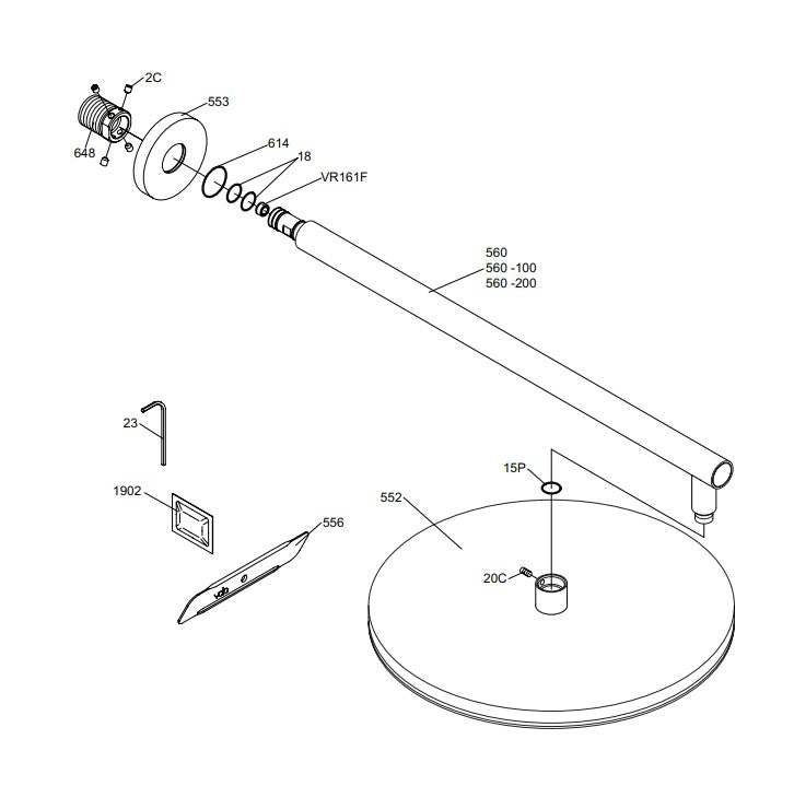 Vola 060-27 hoofddouche met wandarm Ø 286 cm, mat zwart
