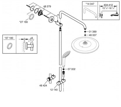 GROHE Euphoria xxl Regendoucheset Opbouw - hoofddouche 31cm - handdouche rond - Supersteel (zonder thermostaatkraan)