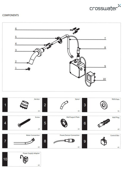 Crosswater MRPO Sensor Wastafelkraan Wandmontage Mat Zwart PROX0160WM
