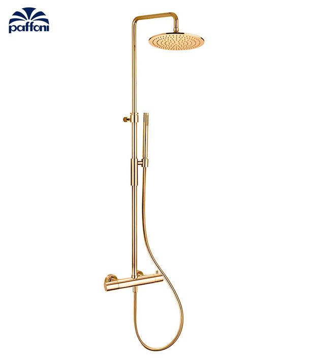 Paffoni Exclusive Edition Birillo doucheset met thermostatische mengkraan, geborsteld honing goud