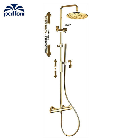 Paffoni Exclusive Edition Birillo doucheset met thermostatische mengkraan, geborsteld honing goud