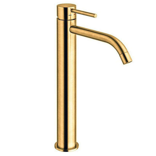 Paffoni Light hoge wastafelkraan geborsteld mat goud PVD