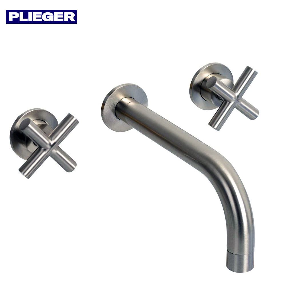 Plieger Cross 3 gats inbouw wandmengkraan uitloop 200 mm geborsteld chroom (RVS)