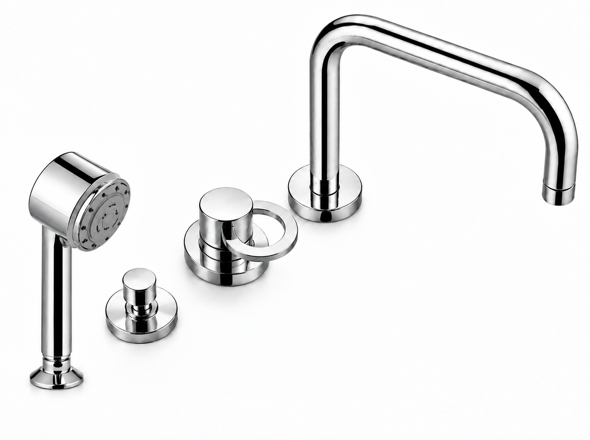 Ponsi Saturno 4-gats Italiaans design badrandmengkraan, Chroom (outlet artikel)