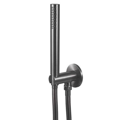 Qisani Flow handdouche set met watertoevoer, geborsteld gun metal