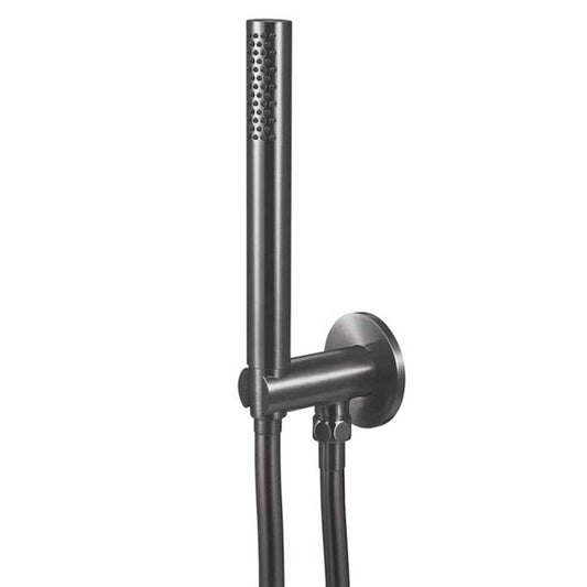 Qisani Flow handdouche set met watertoevoer, geborsteld gun metal