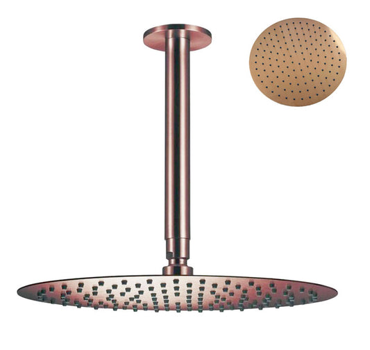 Qisani Flow hoofddouche 30 cm met plafonddouchearm Copper / Koper