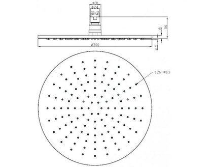 Treemme compleet 2-weg inbouw thermostaat set hoofddouche Ø 300 mm mat zwart