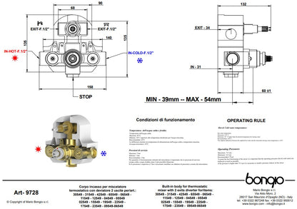 Bongio Squadra Thermostatisch inbouw douchekraan met 2-Weg, Geborsteld mat nikkel