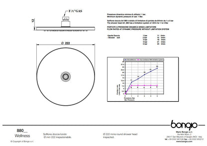 Bongio Wellness hoofddouche 222 mm mat zwart