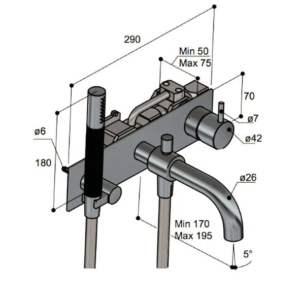 Hotbath Cobber CB026EXT inbouw badmengkraan afbouwdelen, zwart chroom