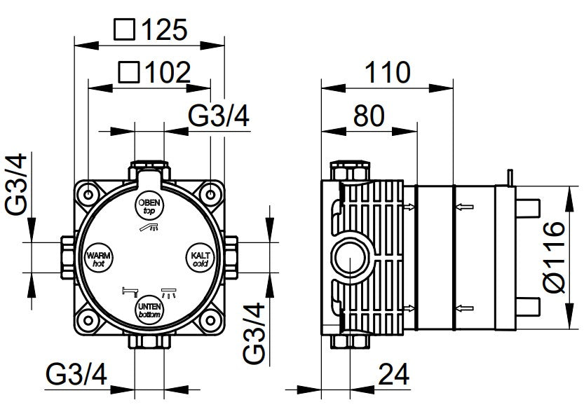 Keuco Plan Flexx Boxx thermostaat inbouwdeel voor met omstel 54970 000501