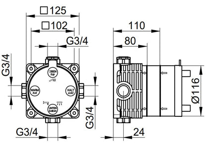 Keuco Plan Flexx Boxx thermostaat inbouwdeel voor met omstel 54970 000501