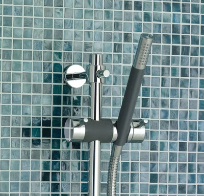 Vola T34-16 glijstangset met handdouche T2 en metalen doucheslang 1500 mm, totale lengte 630 mm, chroom